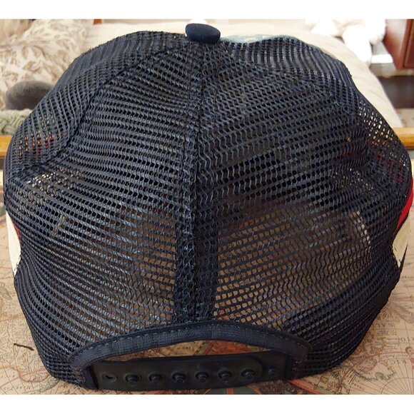 Vintage Patriotic Eagle Trucker Hat "Run Or Burn" Design Snapback, Red,White, Bl - Picture 4 of 5